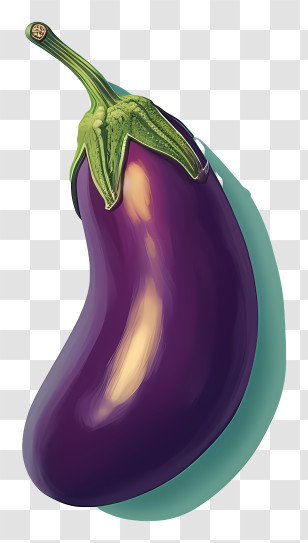 Eggplant Emoji - Purple Eggplant With Green Stem Transparent PNG