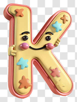 3d Cartoon Alphabet Letter - Smiling Cartoon Letter K Transparent PNG
