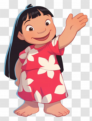 Cartoon Lilo - Little Girl In Red Dress Cartoon Illustration Transparent PNG