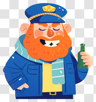 Ship Captain - Bearded Sailor With Captain Hat Transparent PNG