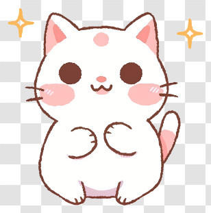 White Kitty Cat - Cute White Cat With Pink Cheeks Transparent PNG