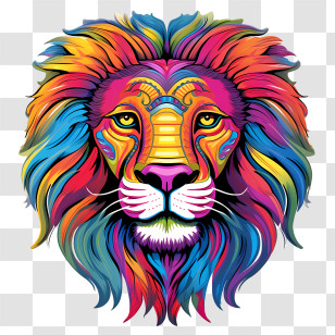 Lion Head - Vibrant And Colorful Lion Illustration Transparent PNG