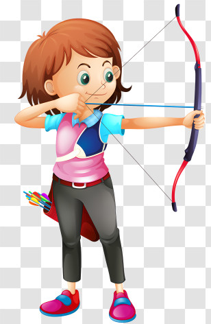 Sports - Girl Archer Aiming With Bow And Arrow Transparent PNG