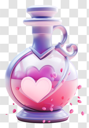 Glass Bottle - Heart-Shaped Magical Love Potion Bottle Transparent PNG