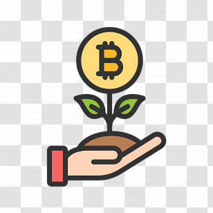 Seed Investment - Bitcoin Plant Growing In Hand Transparent PNG