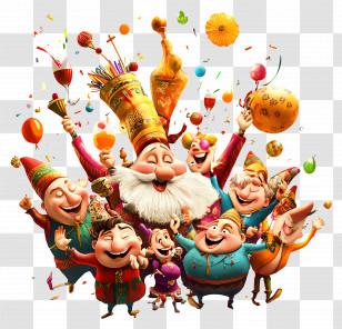 Orthodox New Year - Colorful Celebration Characters For Orthodox New Year Transparent PNG