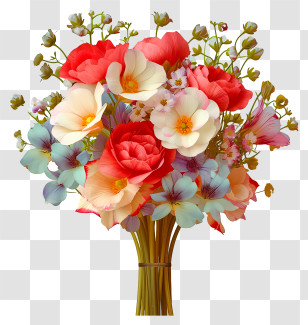 Pastel Flower Arranging - Beautiful Bouquet Of Mixed Flowers Transparent PNG