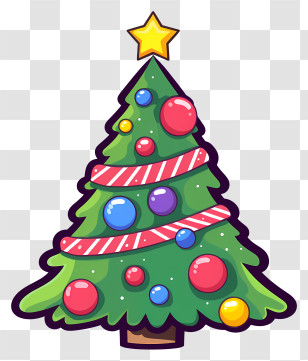 Christmas Tree - Decorated Cartoon Christmas Tree Transparent PNG