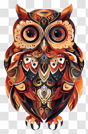 Owl - Detailed Illustration Of An Owl With Patterns Transparent PNG
