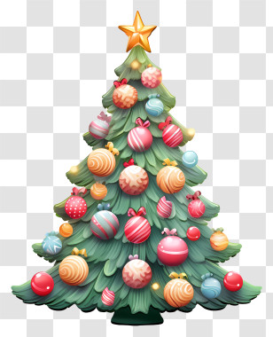 Christmas Tree Decoration - Decorated Christmas Tree With Ornaments Transparent PNG