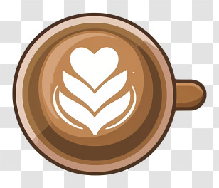 Cartoon - Latte Art Coffee Cup Illustration Transparent PNG