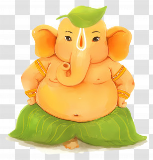 Ganesha Chaturthi - Leaf Ganesha Cartoon Illustration Transparent PNG