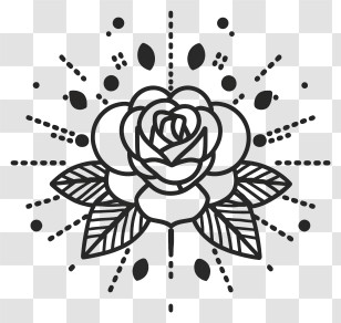 Black And White Rose - Rose Tattoo Design Transparent PNG