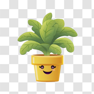 Potted Plant - Happy Potted Plant Illustration Transparent PNG