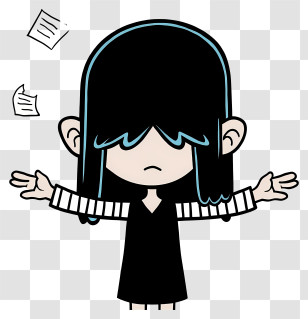 Lucy Loud - Sad Black-Haired Girl Doodle Transparent PNG