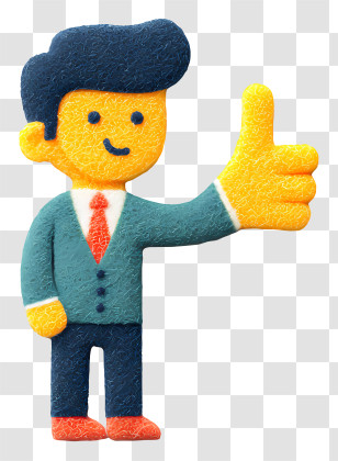 Businessman Pressing Like Button - Thumbs Up Man In Cartoon Style Transparent PNG