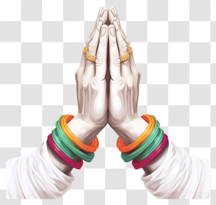 Diversity - Folded Hands With Colorful Bangles Transparent PNG