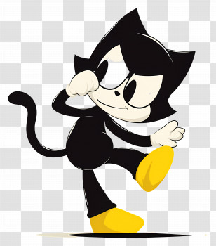 Felix The Cat - Cartoon Black Cat Illustration Transparent PNG