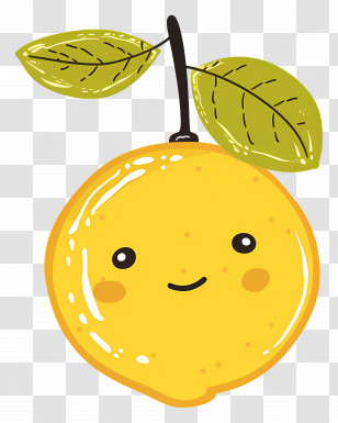 Lemon Kawaii - Smiling Cartoon Lemon With Cute Face Transparent PNG
