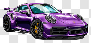 Porsche 911 Turbo S - Purple Luxury Sports Car Illustration Transparent PNG
