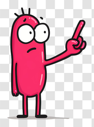 Cartoon Pointing Down - Pink Cartoon Character Pointing Transparent PNG
