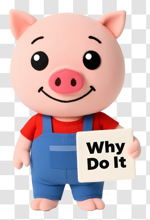 Why Do It - Pink Pig Cartoon With Sign Transparent PNG
