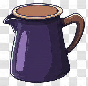 Milk Jug - Purple Jug With A Brown Handle In Detailed Style Transparent PNG