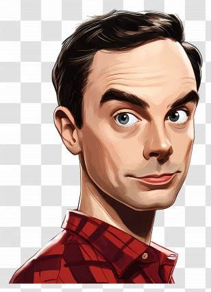 Jim Parsons - Cartoon Character With Plaid Shirt Transparent PNG