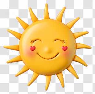 Sun Face - Smiling Sun With Heart-Shaped Cheeks Illustration Transparent PNG