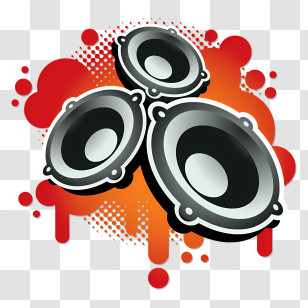 Music - Graphic Speakers With Red Background Transparent PNG