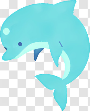 Icon - Cute Blue Dolphin Cartoon Illustration Transparent PNG