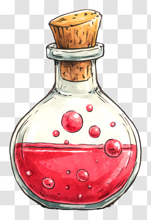 Corked Glass Potion Bottle - Magical Potion Bottle With Red Liquid Transparent PNG