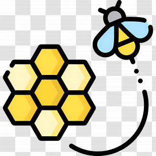 Honey Bee - Bee With Honeycomb Transparent PNG