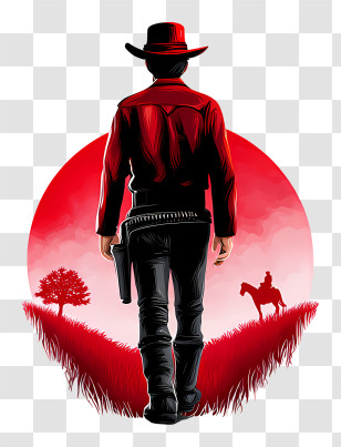 Red Dead Redemption - Cowboy Silhouette At Sunset Transparent PNG
