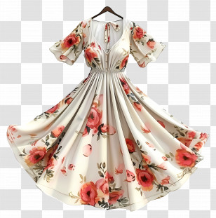 Summer Dress - Elegant Floral Summer Dress Transparent PNG