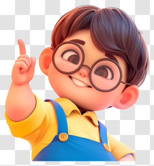 Boy Pointing - Cute Boy With Glasses Transparent PNG
