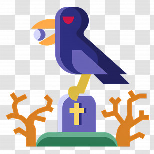 Raven - Crow On Grave Illustration Transparent PNG