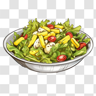 Salad - Bowl Of Fresh Salad With Cheese And Tomatoes Transparent PNG