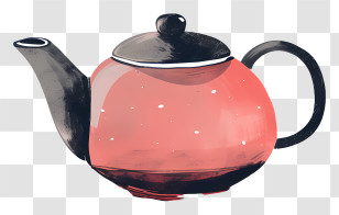 Teapot - Red Teapot With Black Lid Transparent PNG