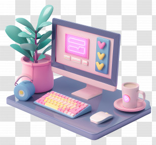Programming Workflow - Pastel Colored Computer Workspace Transparent PNG