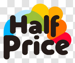 Half Price - Half Price Black Text With Colorful Cloud Transparent PNG
