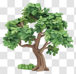 3d Oak Tree - Green Leafy Tree With Detailed Design Transparent PNG