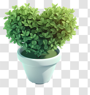 Isometric Style - Heart-Shaped Plant In A White Pot Transparent PNG