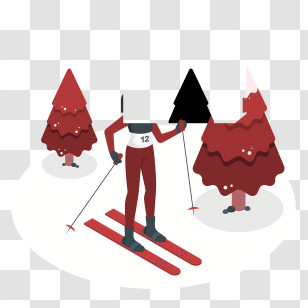 Skiing - Skier In Snowy Landscape Transparent PNG