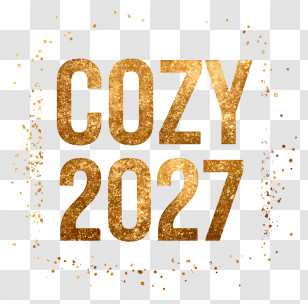Cozy 2027 - COZY 2027 Gold Text Transparent PNG