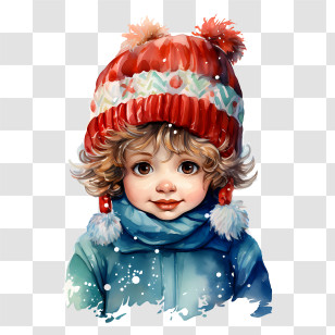 Winter Hat - Child Wearing Orange Winter Hat And Blue Coat Transparent PNG