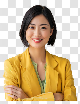 Woman - Smiling Woman In Yellow Blazer Transparent PNG