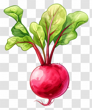 Red Radish With Leaves - Fresh Red Radish With Green Leaves Transparent PNG
