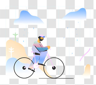 Raining - Person Cycling Outdoors Transparent PNG