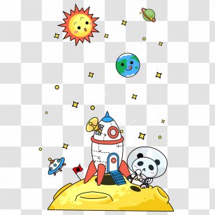 Earth Outer Space Cartoon - Panda Transparent PNG